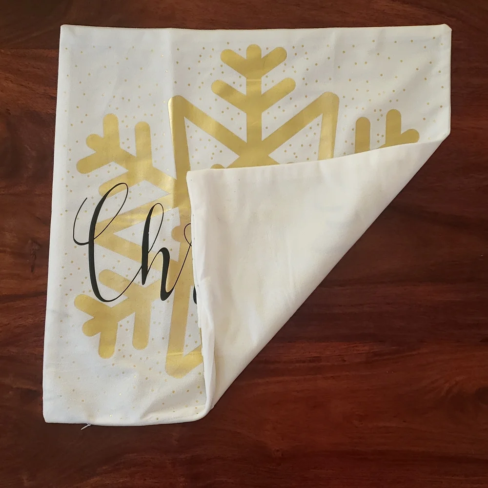 Metallic Gold Snowflake Christmas Pillow Cover • Modern Glam Holiday Decor